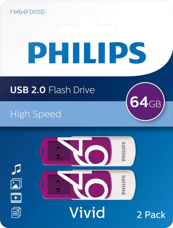 Philips FM64FD05B Vivid Edition 2.0 - USB flash drive - 64 GB - 64GB - USB-stick