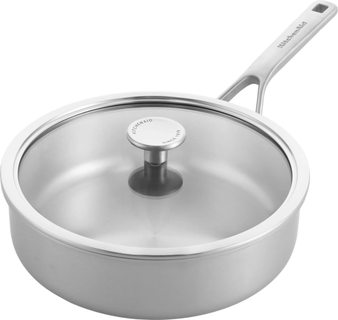 KitchenAid Multi-Ply RVS Hapjespan - ø 24cm 3,1L - met glazen deksel - inductie - PFAS-vrij