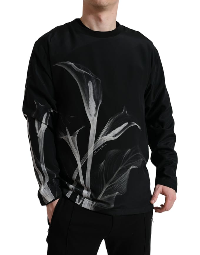 Calla Lelie Print Sweatshirt Lange Mouwen Ronde Hals
