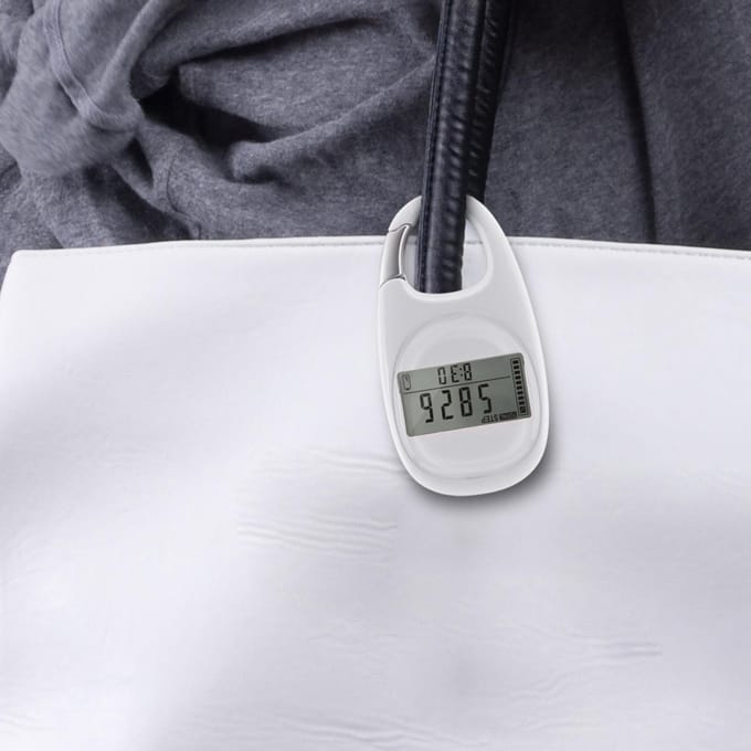 Multifunctionele Stappenteller Draagbare Pedometer Fitness Tracker voor het Bijhouden van Stappen   Loopafstand   Calorieën wit