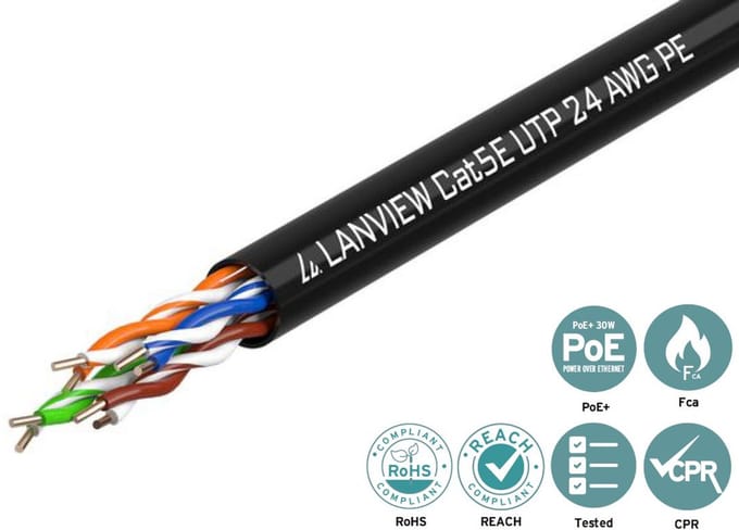 Lanview LVN122149 netwerkkabel Zwart 305 m Cat5e U/UTP (UTP)