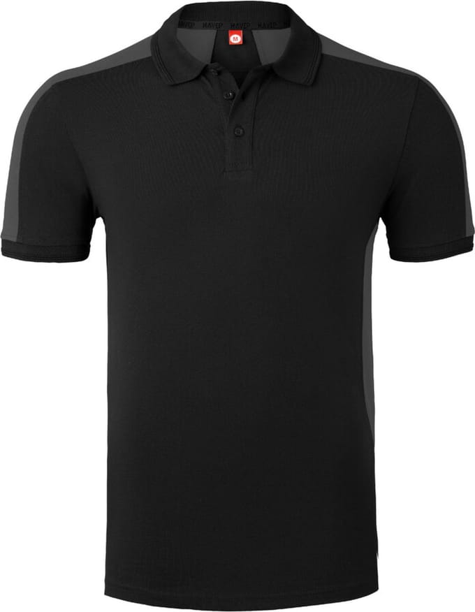 HAVEP Polo Bicolor 10074 - Zwart/Charcoal - L