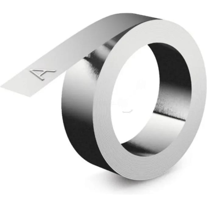 Reliëftape Dymo embossing niet klevend aluminium 12mm zilver