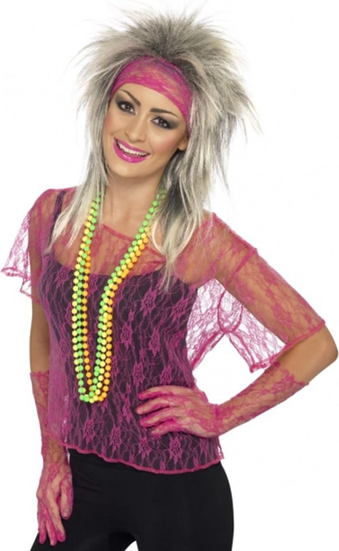 Roze kanten top met accessoires