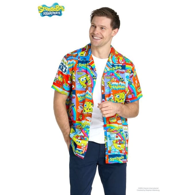 OppoSuits Shirt - SpongeBob™ Breakfast - Heren Overhemd - Korte Mouwen - Meerkleurig - M