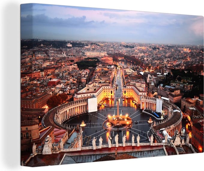 Canvas Schilderij Rome - Plein - Stad - 60x40 cm - Wanddecoratie