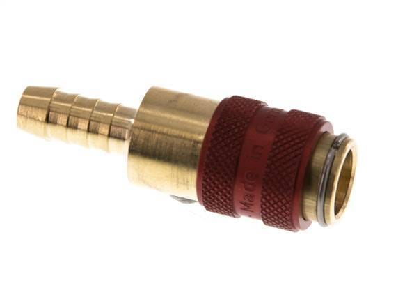 Messing DN 5 Rood Luchtkoppeling Snelkoppeling 6 mm Slangpilaar
