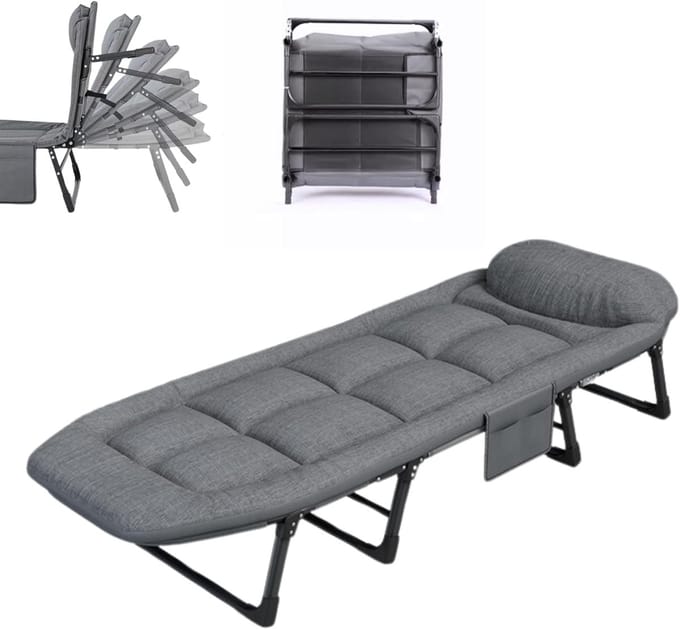 Opvouwbaar Campingbed met Kussen en Zak - Draagbaar en Comfortabel