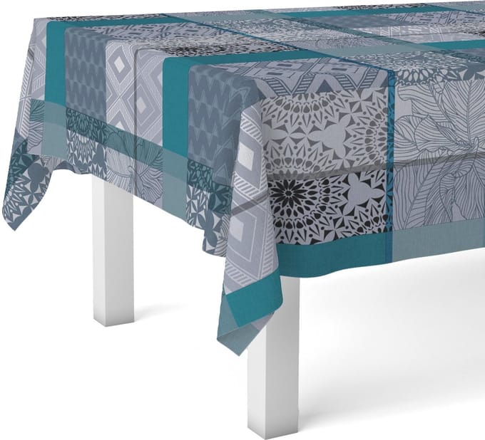 Home Tafelkleed, wasdoek, pomp, blauw, 240 x 140 cm