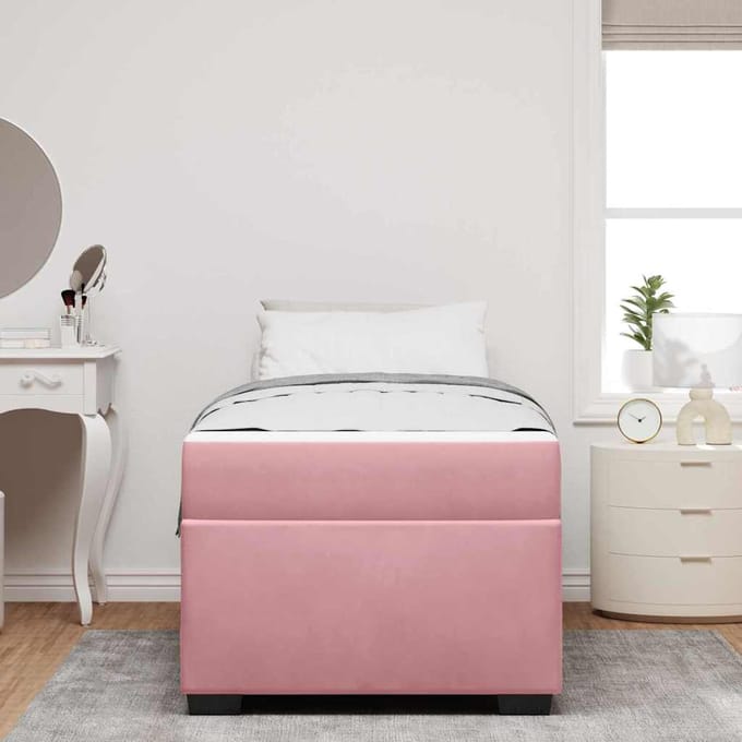 vidaXL - Bedframe - met - matras - Roze - 80 - x - 200 - cm - Stof