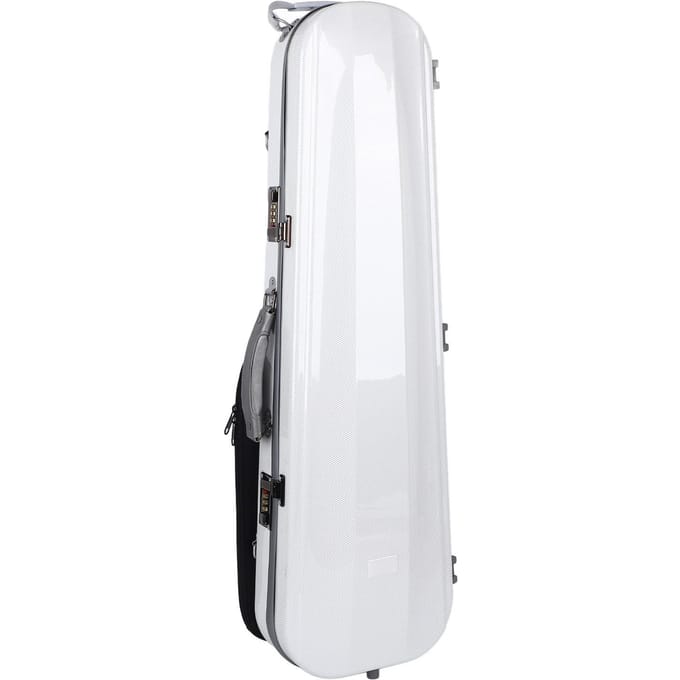 4/4 Vioolkoffer Witte Koolstofvezel Viool Opbergdoos met Cijferslot Hygrometer Schouderband white
