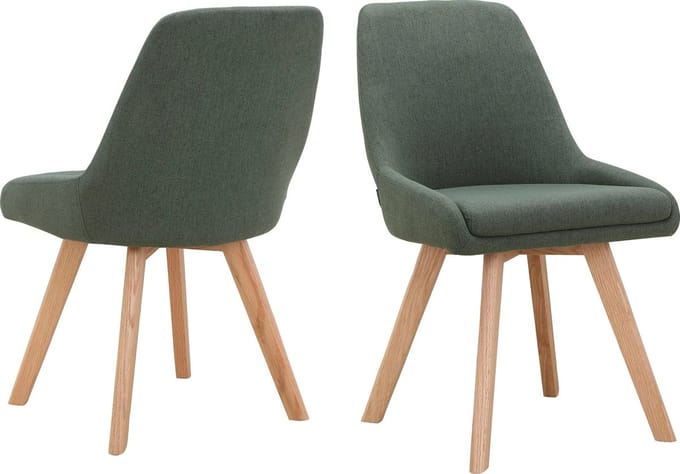 Rudi-Gestoffeerde eetkamerstoelen set van 2 in Woollook groen