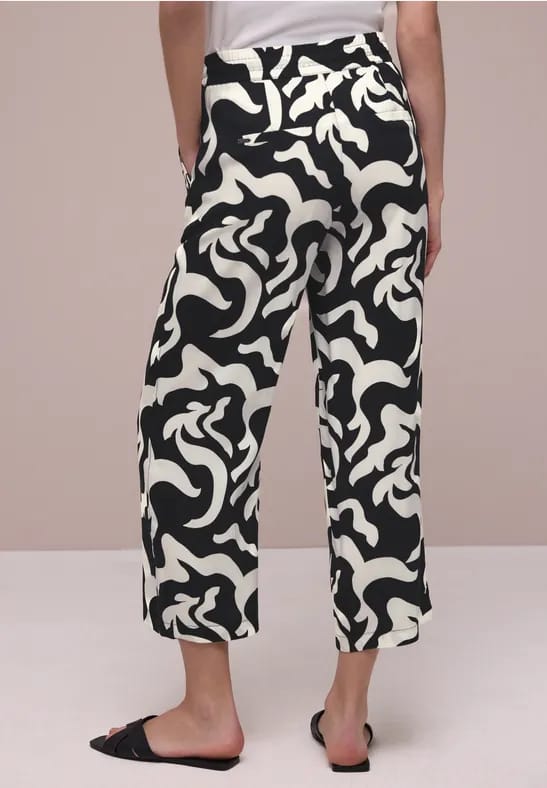 High Waist broek met Wide Legs en print