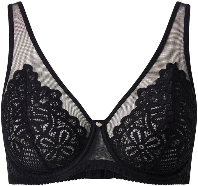TruYou - Dames - Beugel BH kant mesh bandjes - Zwart - Maat 85B