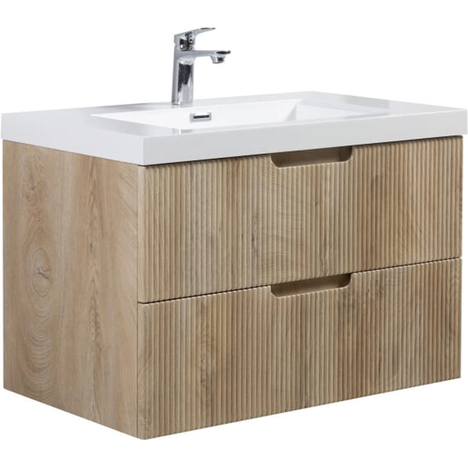 Badplaats Badkamermeubel Set Thermis 80 cm – Licht Eiken – Badmeubel met Wastafel