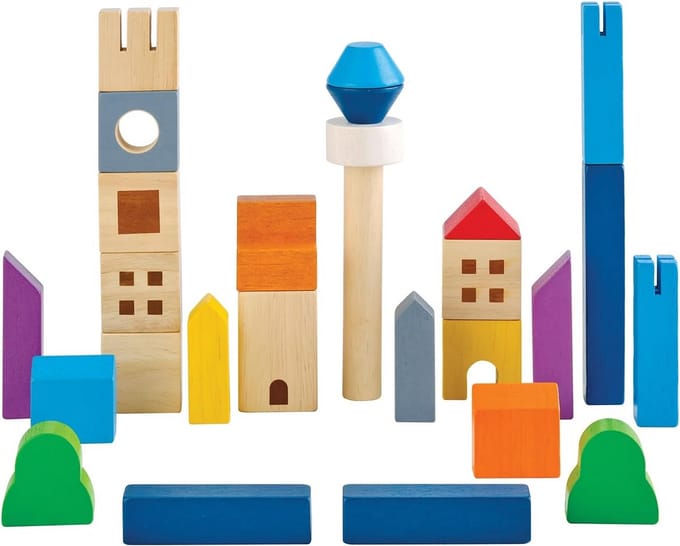 Houten Bouwblokken Stadscentrum - Creatief Speelgoed voor Kinderen