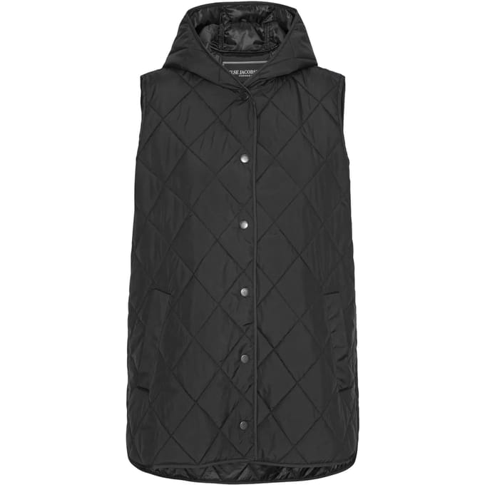 Lange gewatteerde bodywarmer met capuchon BEAT02