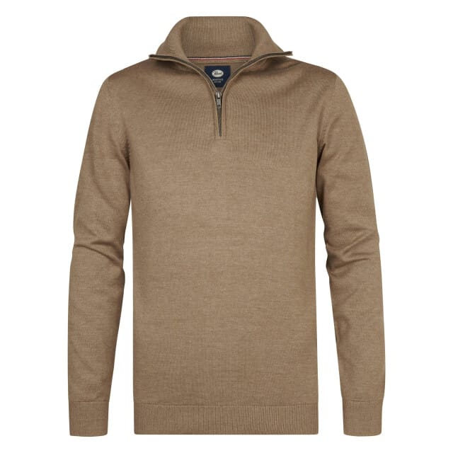 Petrol Industries - Heren Fijngebreide half-zip trui wheel - Bruin - Maat M