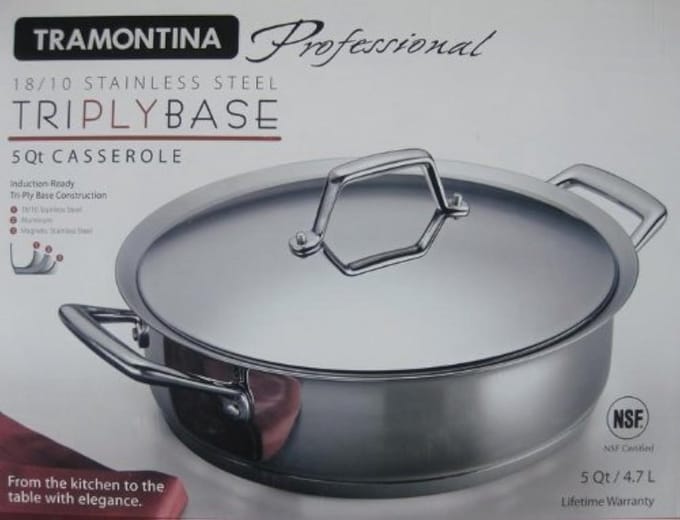 Professionele Braadpan RVS Tri-Ply Basis 5 Qt - Geschikt voor alle Warmtebronnen