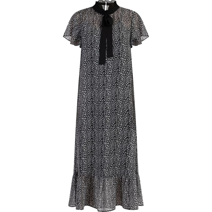 Faina Midi-jurk van chiffon Dames zwart wit