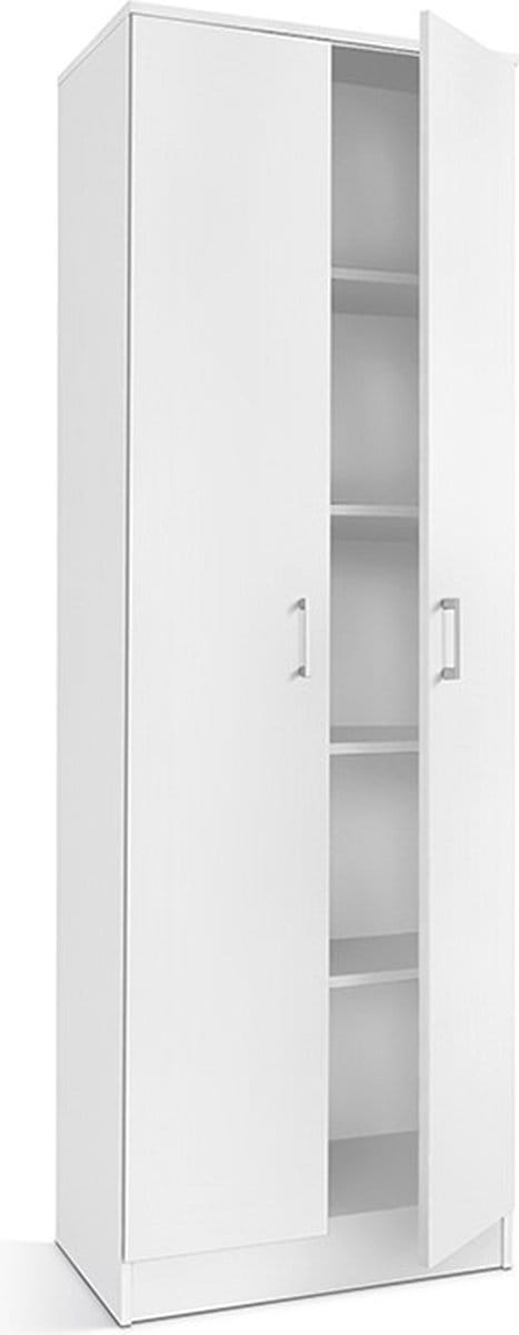 Interiax Kledingkast 'Amelie' - Opbergkast met 2 Deuren & 4 Legplanken | Wit | 180x60x40 cm