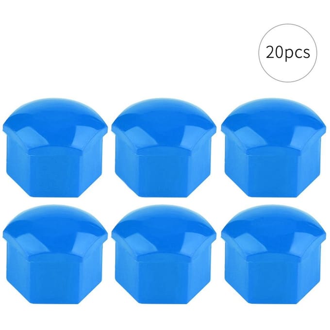 20 stuks 21mm Moer Auto Wiel Auto Naaf Schroef Bescherming Anti-diefstal Afdekkap Blauw blauw