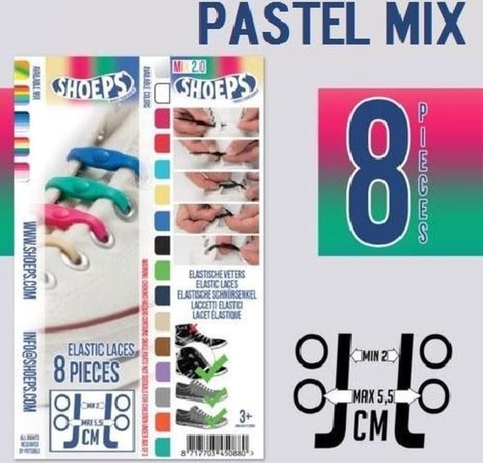 Shoeps Elastische veter mix 2.0 8 stuks