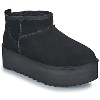 UGG® Classic Ultra Mini Platform for Women in Black, Size 3, Suede/Polyester/Wool