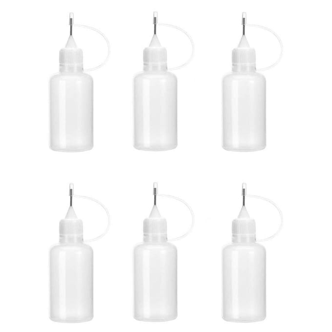 6 Stuks 30ml Lijmfles met Naaldpunt DIY Papierkunst Quilling Tool Fles Naaldfles Applicator white