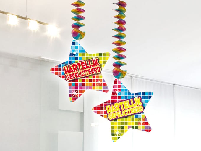 Spiraalversiering Birthday Blocks Hartelijk Gefeliciteerd - 2 stuks
