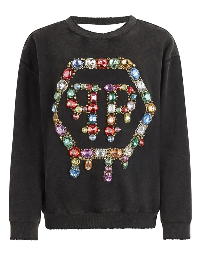 Open Back Sweatshirt Hexagon Stones