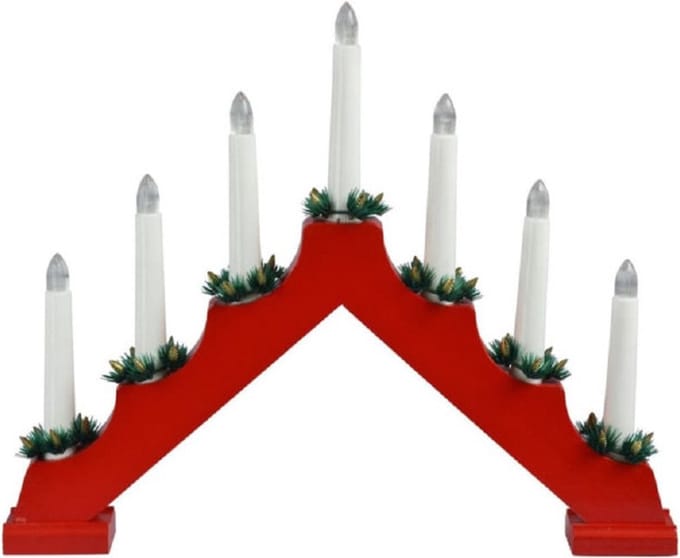 Ambiance Kaarsenbrug met 7 LED's rood