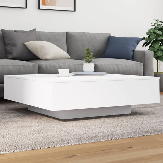 vidaXL - Salontafel - met - LED-verlichting - 100x100x31 - cm - wit