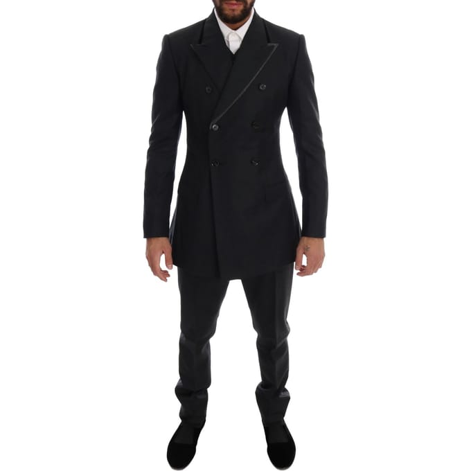 Dolce & Gabbana Grijs Wollen Dubbel Gebreid 3-Delig Pak voor heren