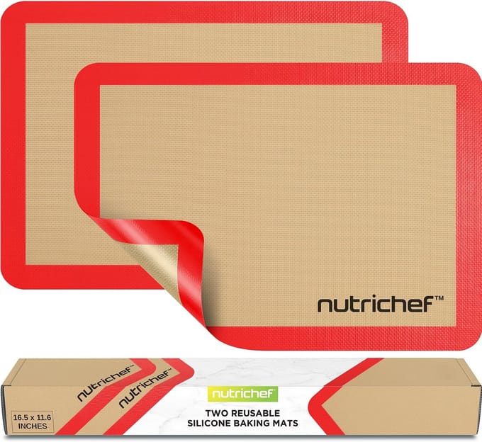 NutriChef - Siliconen Bakmatten - 2-delig - Oven- en Vaatwasserbestendig - Rood
