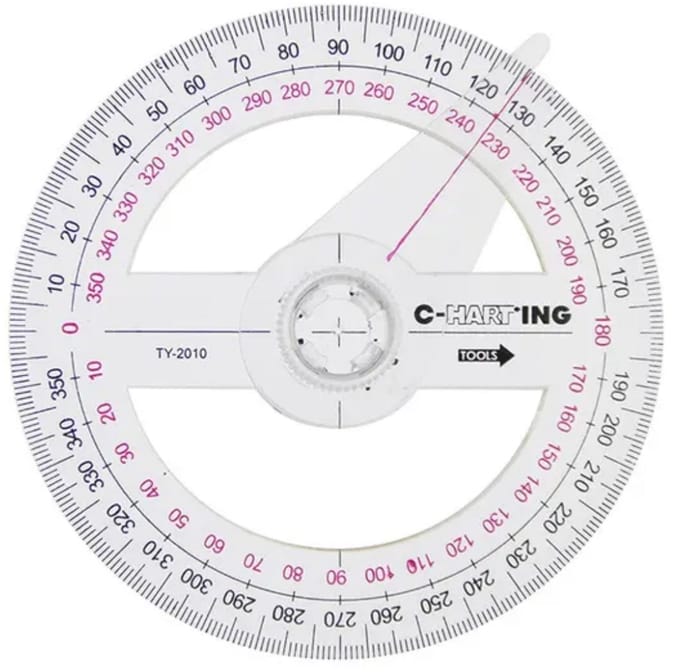 Koershoekmeter 126mm - 360 Graden - 2 Draaibare Schijven - Kunststof