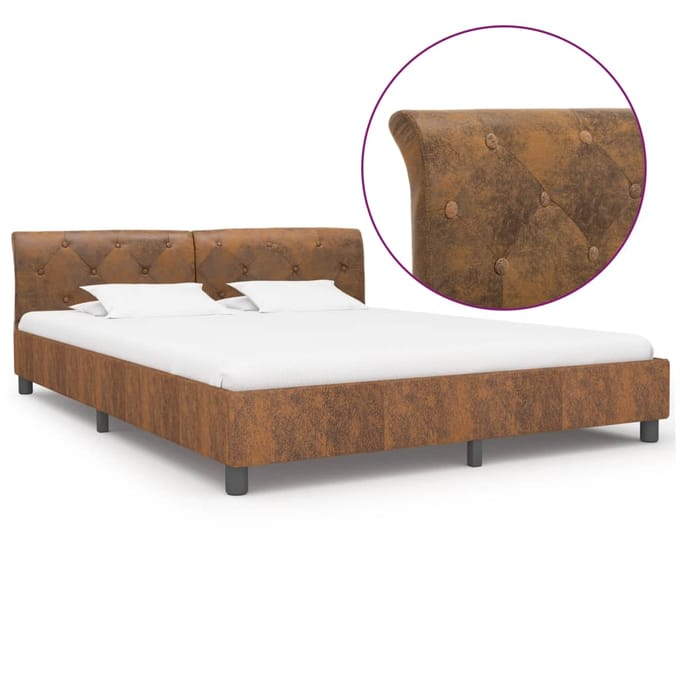 vidaXL - Bedframe - kunstsuède - bruin - 160x200 - cm