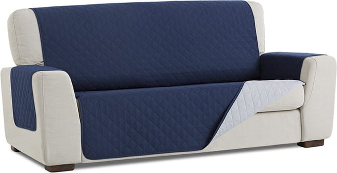 Bankbeschermer Duo quilt - 160cm breed - Blauw - Twee kanten te gebruiken - OekoTex keurmerk