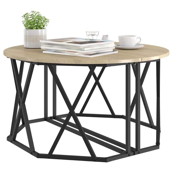 vidaXL - Salontafel - Sonoma - Eik - 80 - x - 80 - x - 42 - cm - Engineered - hout - en - staal