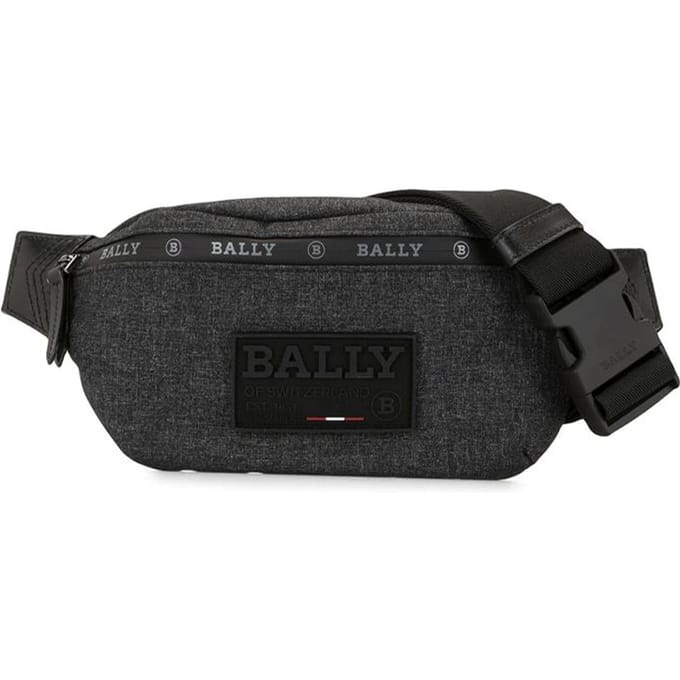 Sac banane Bally Patch Logo Nylon Hommes sacs Noir 6234241 Basic Set (Bag+Dust Bag)