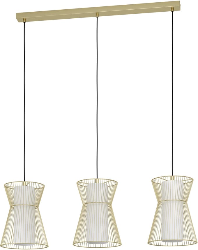 EGLO Maseta hanglamp - E27 - 3 lichts - Staal - Goud, wit
