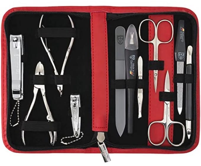 11-delige Manicure Set in Echt Leer - Perfect voor Thuisverzorging
