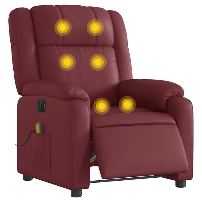 vidaXL - Massagestoel - verstelbaar - elektrisch - kunstleer - wijnrood