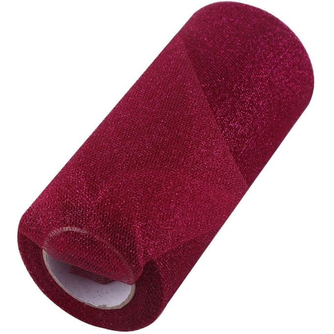 Rouleau de tulle pailleté, bobine de tissu, fournitures de fête, décoration de mariage (Or) rouge vin