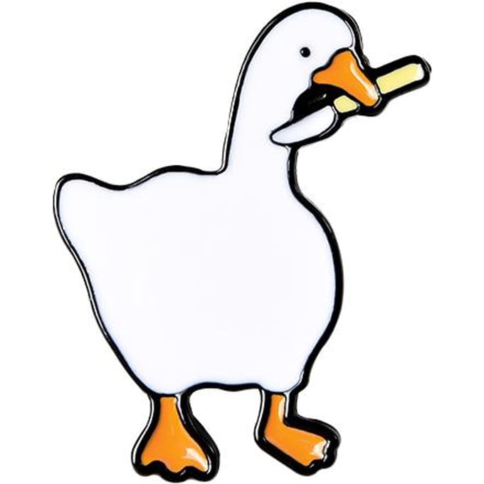 Stoute Gans Emaille Broche, Cartoon Dier Vormig Badge, Tas Revers Accessoire, Creatief Sieraden Cadeau wit