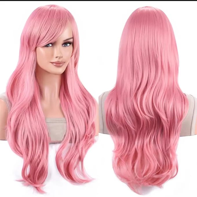 Roze pruik- Pink Wig- Carnaval- Long Wig- Lang Haar Pruik-