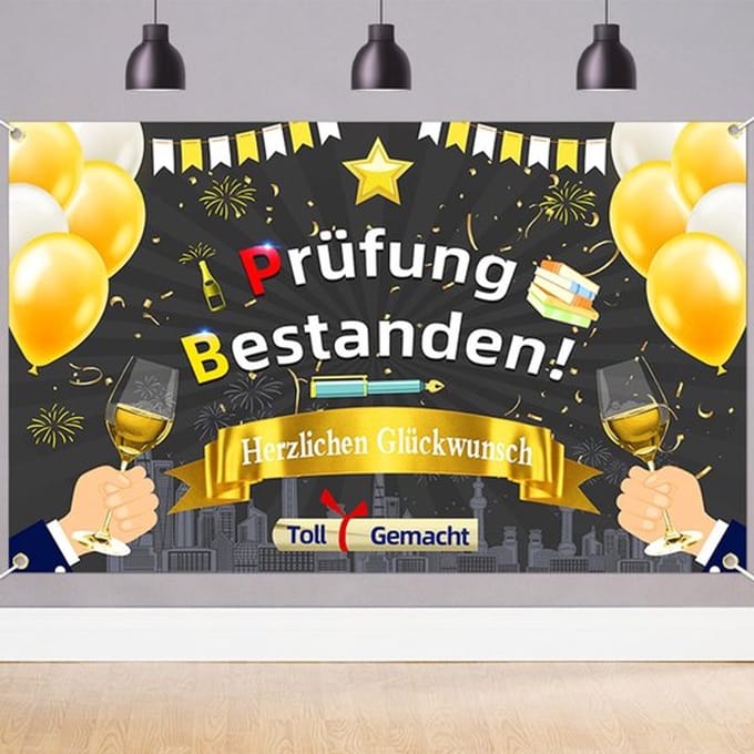 Dailygoody - Afstudeerdecoratie banner - Geslaagd banner - Voor