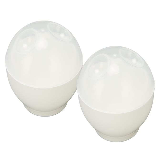 2 STUKS Magnetron Eierkoker Maker Pocheerder ABS Draagbaar Mini Snel Eierkoken Kookbeker voor Keuken L white