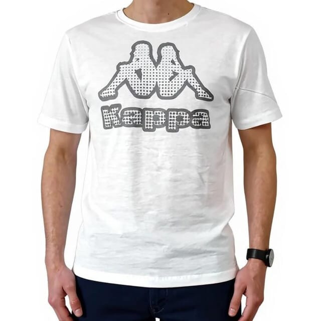 Kappa - Heren - Kappa Big Logo T-Shirt - Wit/Zwart - Maat S