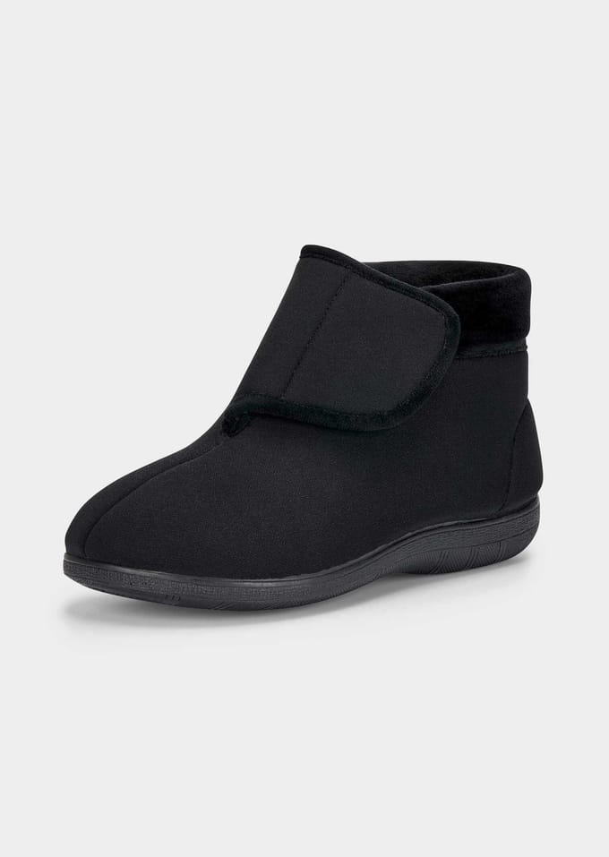 Pantoffels met brede klittenbandsluiting - zwart - Gr. 38 van Goldner Fashion